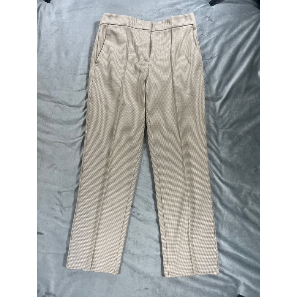 Ann Taylor The‎ Ankle Pant Double Knit Tan Houndstooth Stretch Career Size 4